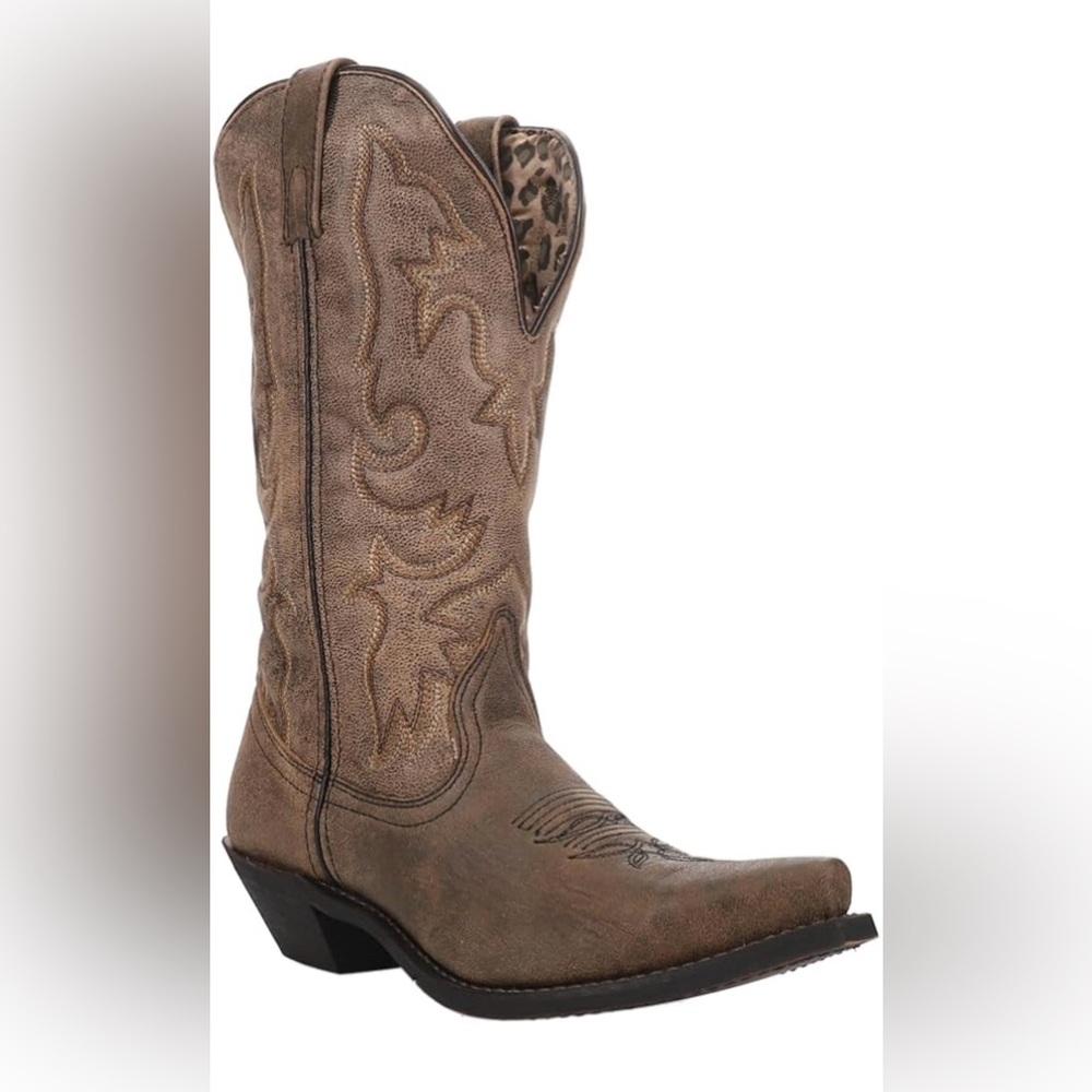 Laredo Womens Access Wide Calf Snip Toe Casual Boots Mid Calf Low Heel 1-2"